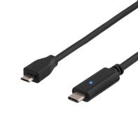 Deltaco USBC-1023 - USB-kabel - USB-C (hann) til Micro-USB type B (hann) - USB 2.0 - 50 cm - reversibel C-kontakt - svart