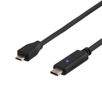 DELTACO USB 2.0 cable, Type C M - Type MIcro B M, 0.5m, black (USBC-1023)