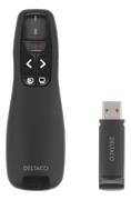 DELTACO Wireless presenter with laser pointer, up to 15m, black