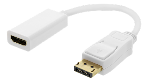 DELTACO DisplayPort - HDMI-sovitin,  4K 60Hz, 0,2m, valkoinen (DP-HDMI44)