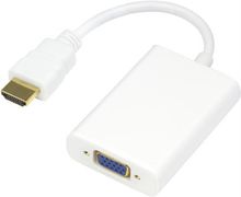 DELTACO HDMI to VGA adapter, 19-pin ha - 15-pin + 3.5mm, 0.2m, white (HDMI-VGA8)