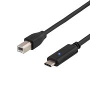 DELTACO USB 2.0 cable, Type C M - Type B M, 1m, black