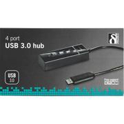 DELTACO USB 3.0 hub, 4xType A hun, ABS-plast, Black