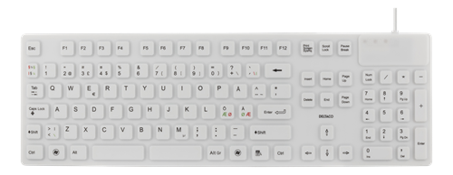 DELTACO Keyboard, silicone, IP68, full size, 105 keys, white (TB-505)