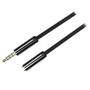 DELTACO audio cable, 3.5mm straight male to 3.5mm female, 4-pin, 1m, black
