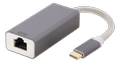 DELTACO USB-C Network Adapter, Gigabit, RJ45, 1xUSB-C male, alu, space