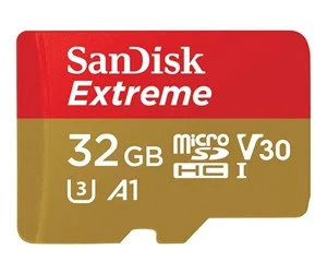 SANDISK k Extreme - Flash memory card - 32 GB - A1 / Video Class V30 / UHS-I U3 / Class10 - microSDHC UHS-I (SDSQXAF-032G-GN6GN)