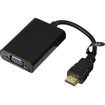 DELTACO HDMI to VGA adapter, 19-pin ha - 15-pin + 3.5mm, 0.2m, black (HDMI-VGA7-K)