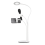 DELTACO 3-IN-1 Selfie Ring Lamp With Phone and Microphone holder, white