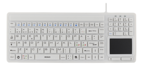 DELTACO Keyboard with touchpad, IP68, 105 keys, white (TB-506)