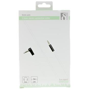 DELTACO audio cable, angled 3.5mm male to 3.5mm male, 1m, white (AUD-123)