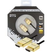 DELTACO Prime HDMI with Ethernet cable HDMI 3m Black
