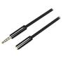 DELTACO Audio cable, 3.5mm straight male to 3.5mm female, 4-pin, 0.5m, black