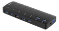 DELTACO USB 3.0 -hubi, 7xType A naaras, sis. virtasovittimen, musta