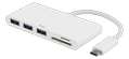 DELTACO USB-C hub med kortleser 3.1 Gen 1 3xUSB A, SD/MicroSD-leser