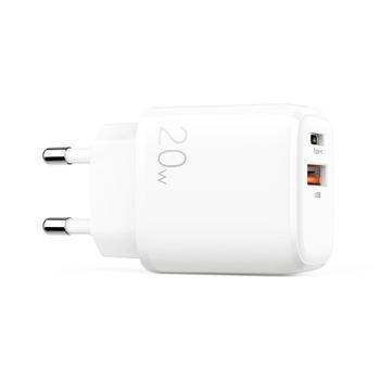 SIGN Fast Charger USB & USB-C, PD & Q.C3.0, 3.5A, 20W - White (SN-LG302)