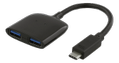 DELTACO minikokoinen USB-C-hubi, 2x USB-A 3.1, 5Gbps, 0,9A, musta