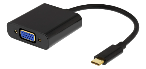 DELTACO USB-C till VGA adapter, USB typ C hane - VGA hona + 3,5mm (USBC-VGA6)