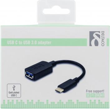 DELTACO USB-adapter,  USB 3.1 type C male - type A female, Gen 1, black (USBC-1204)