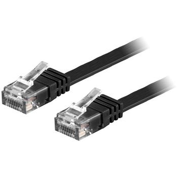 DELTACO U / UTP Cat6 patch cable, flat, gold-plated connectors,  10m, black (TP-610S-FL)