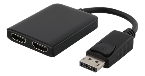 DELTACO MST-hubi, DisplayPort - 2xHDMI, 3840x2160 30Hz, musta (DP-HDMI42)