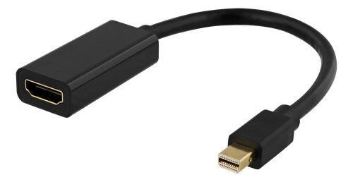 DELTACO sovitin Mini DisplayPort - HDMI, 4K 60Hz, 0,2m, musta (DP-HDMI45)