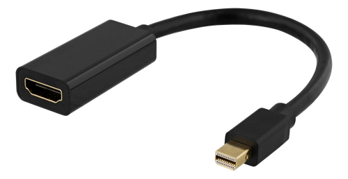 DELTACO Mini DisplayPort till HDMI adapter, 4K 60Hz, 0,2m, Svart (DP-HDMI45)