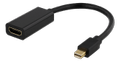 DELTACO sovitin Mini DisplayPort - HDMI, 4K 60Hz, 0,2m, musta