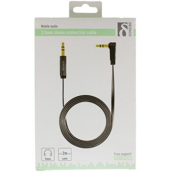 DELTACO audio cable, angled 3.5mm male - 3.5mm male, 2m, black (AUD-124)