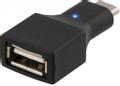 DELTACO USB 2.0 adapter, Type C - Type A F, black