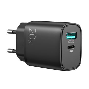 SIGN Fast Charger USB & USB-C, PD & Q.C3.0, 3.5A, 20W - Black (SN-QP205B)