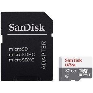 SANDISK 32GB Ultra microSDHC+SD Adapter (SDSQUNR-032G-GN3MA)