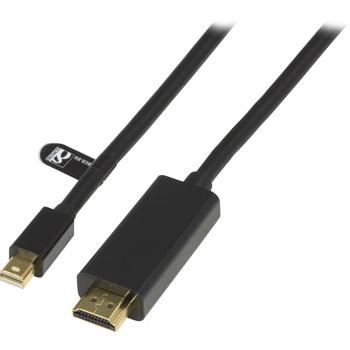 DELTACO mini DisplayPort to HDMI cable with audio, Full HD in 60Hz, 3m (DP-HDMI304)