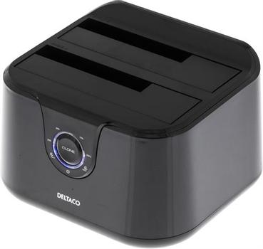 DELTACO USB 3.0 docking station with cloning, 2x2.5 / 3.5 "SATA, black (MAP-GD35U3)