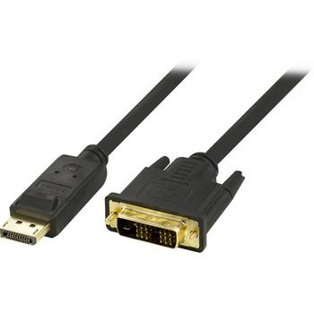 DELTACO DisplayPort - DVI-D Single Link monitorikaapeli 20-pin u - 24-pin u, 2m (DP-2020)