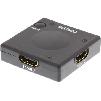 DELTACO HDMI-kytkin,  automaattinen3 > 1, 1080p, 3D, musta (HDMI-7002)