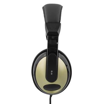 DELTACO Closed headphone with volume control, 3.5mm plug, 2.5m, black / gold (HL-54)