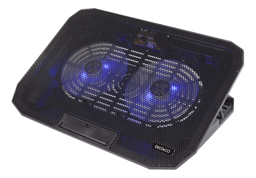 DELTACO laptop cooler for 15.6" lapotop, 2x120mm fans, blue LED, black (LTC-100)