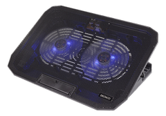 DELTACO laptop cooler for 15.6" lapotop, 2x120mm fans, blue LED, black