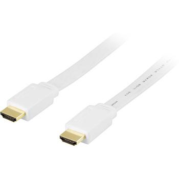 DELTACO flat HDMI cable, HDMI High Speed with Ethernet, 1m, white (HDMI-1010H)