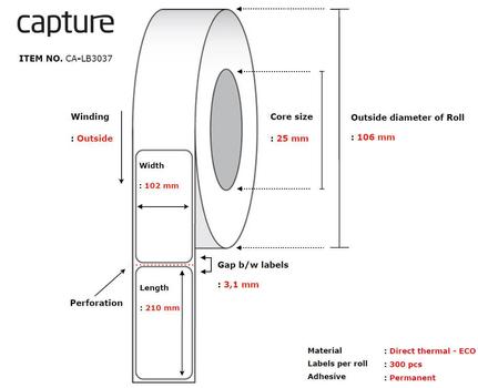 CAPTURE Label 102 x 210, Core 25, (CA-LB3037)