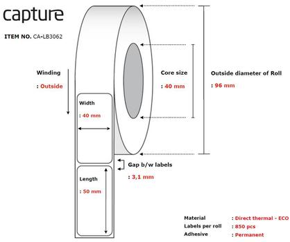 CAPTURE Label 40 x 50, Core 40, (CA-LB3062)