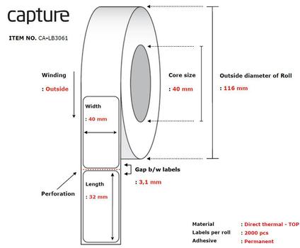 CAPTURE Label 40 x 32, Core 40, (CA-LB3061)