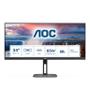 AOC C Value-line U34V5C/BK - V5 series - LED monitor - 34" (34" viewable) - 3440 x 1440 WQHD @ 100 Hz - VA - 300 cd/m² - 4000:1 - 4 ms - HDMI, DisplayPort, USB-C - speakers - matte black