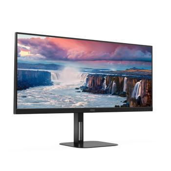 AOC Value-line U34V5C/BK - V5 series - LED-monitor - 34" (34" zichtbaar) - 3440 x 1440 WQHD @ 100 Hz - VA - 300 cd/m˛ - 4000:1 - 4 ms - HDMI, DisplayPort,  USB-C - luidsprekers - matzwart (U34V5C/BK)