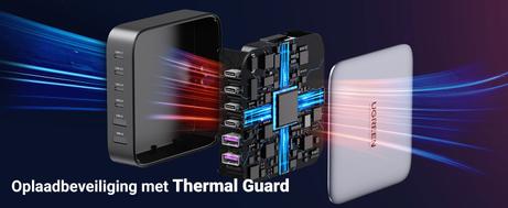 Ugreen 200W GaN hurtiglader PPS 4x USB-C, 2x USB-A, Power Delivery 3.0, Qualcomm Quick Charge 4+ (40914)