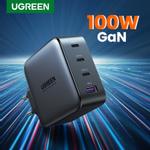 Ugreen 100W GaN hurtiglader PPS 3x USB-C, 1x USB-A, Power Delivery 3.0, Qualcomm Quick Charge 4+ (40747)