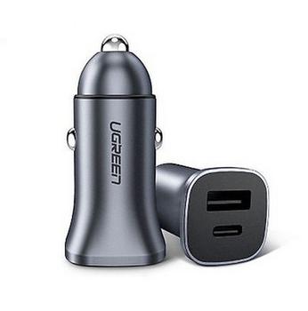 UGREEN USB-C PD+USB-A QC 24W Fast Car Charger Gray (30780)