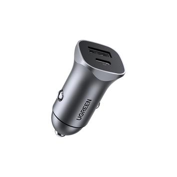 Ugreen USB-C PD+USB-A QC 24W Fast Car Charger Gray (30780)