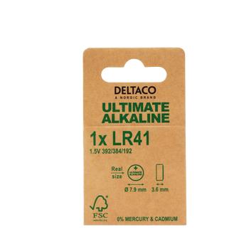 DELTACO Ultimate Alkaline, 1.5V, LR41 button cell, 1-pk (ULT-LR41-1P)